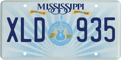 MS license plate XLD935
