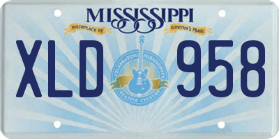 MS license plate XLD958