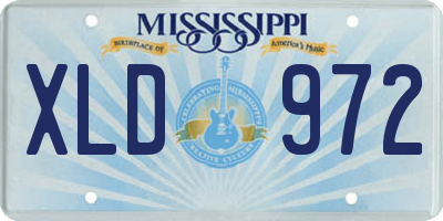 MS license plate XLD972