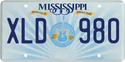 MS license plate XLD980