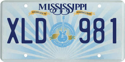 MS license plate XLD981