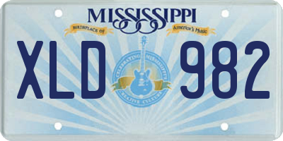 MS license plate XLD982