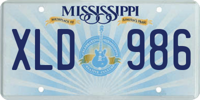MS license plate XLD986