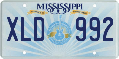 MS license plate XLD992