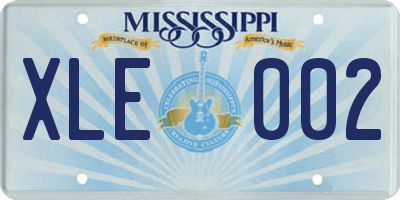 MS license plate XLE002