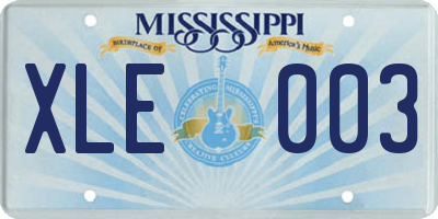 MS license plate XLE003