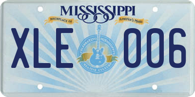 MS license plate XLE006