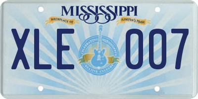 MS license plate XLE007