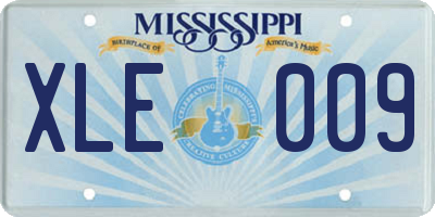 MS license plate XLE009