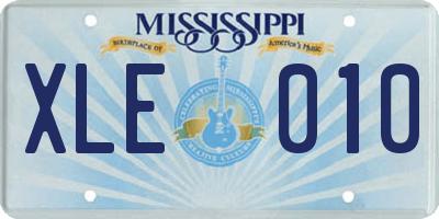 MS license plate XLE010