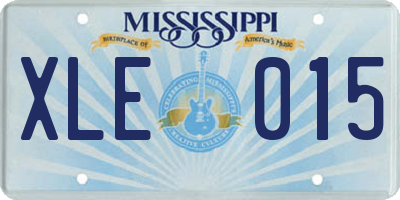 MS license plate XLE015