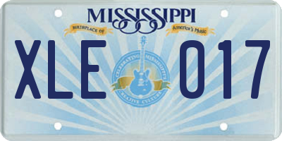 MS license plate XLE017
