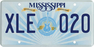MS license plate XLE020