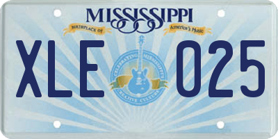 MS license plate XLE025