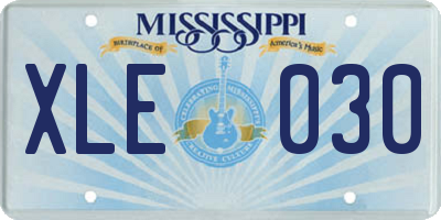 MS license plate XLE030