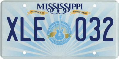 MS license plate XLE032