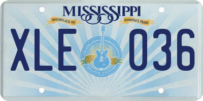 MS license plate XLE036