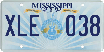 MS license plate XLE038