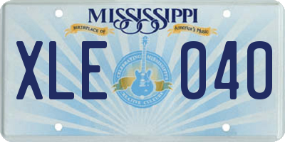 MS license plate XLE040