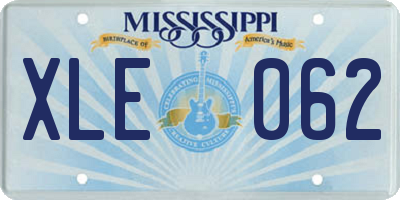 MS license plate XLE062
