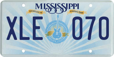 MS license plate XLE070