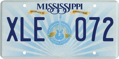 MS license plate XLE072