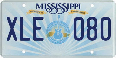 MS license plate XLE080