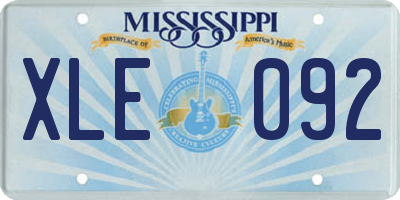 MS license plate XLE092