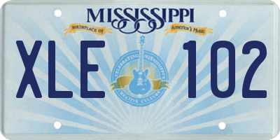 MS license plate XLE102