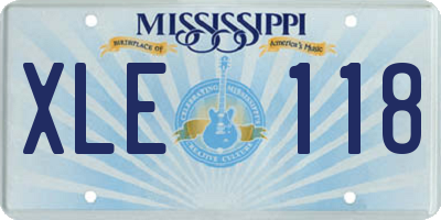 MS license plate XLE118
