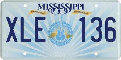 MS license plate XLE136