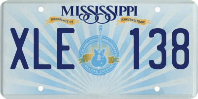 MS license plate XLE138