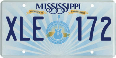 MS license plate XLE172