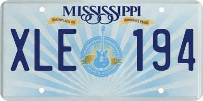 MS license plate XLE194