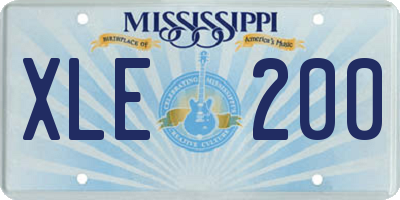 MS license plate XLE200