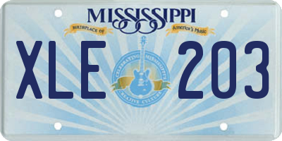 MS license plate XLE203