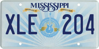 MS license plate XLE204
