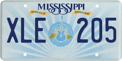 MS license plate XLE205