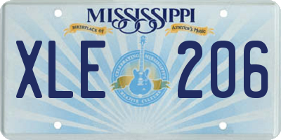 MS license plate XLE206