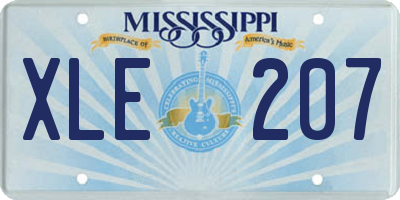 MS license plate XLE207