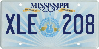 MS license plate XLE208