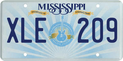 MS license plate XLE209