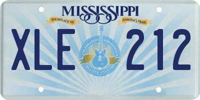 MS license plate XLE212