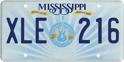 MS license plate XLE216