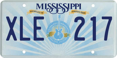 MS license plate XLE217