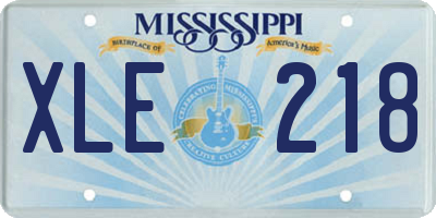 MS license plate XLE218