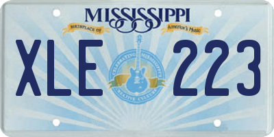 MS license plate XLE223