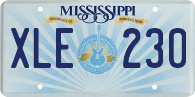 MS license plate XLE230