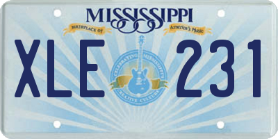 MS license plate XLE231
