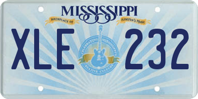 MS license plate XLE232